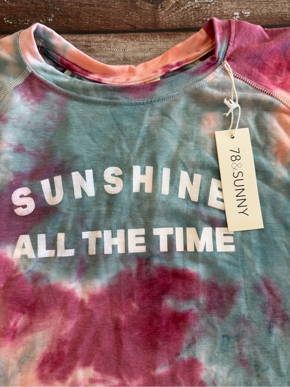 78 & Sunny Women's Soft Tie-Dye Sweatshirt - Pink & Teal Size 2X BNWT